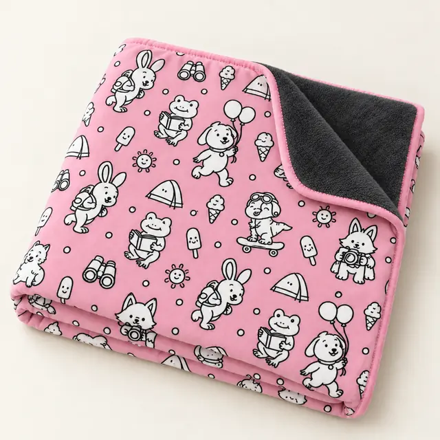 Ausmaldecke Motiv Rosa Tiere auf Rosa